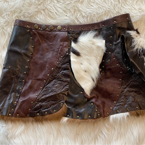 Dresses & Skirts - Leather & Fur Steam Punk Gypsy Boho Wrap Mini Skirt